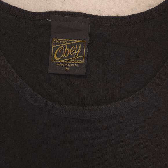 Obey Casual Crew Neck Sleeveless Graphic Tank Top Shirt Mens Size M Black - Picture 3 of 9